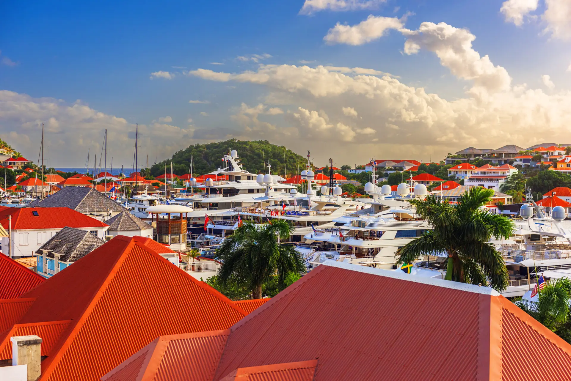 Gustavia, St. Bart's town skyline at the harbor.